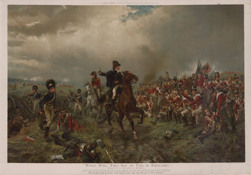 Wat zullen ze hiervan zeggen in Engeland? Wellington tegen de troepen bij Waterloo door Robert Alexander Hillingford
