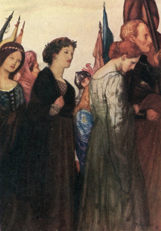 En schoonheid die mooie oude rijm maakt, ter ere van dode dames en lieve ridders door Robert Anning Bell