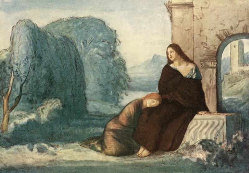Muziek, wanneer zachte stemmen sterven, trilt in het geheugen door Robert Anning Bell