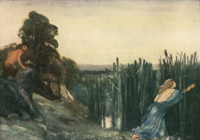 Pan achtervolgde Syrinx door Robert Anning Bell