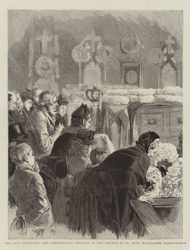 Het laatste afscheid, de pachters van Sandringham bij de kerk van St. Mary Magdalene, Sandringham door Robert Barnes