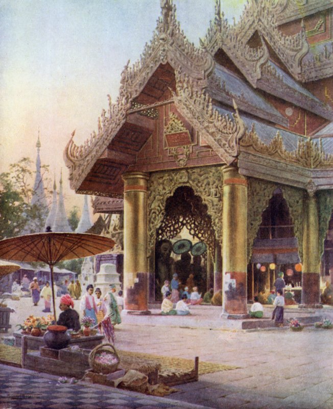 Heiligdom op het Platform van de Shwedagon Pagode, Rangoon, Birma 1905 door Robert George Talbot Kelly