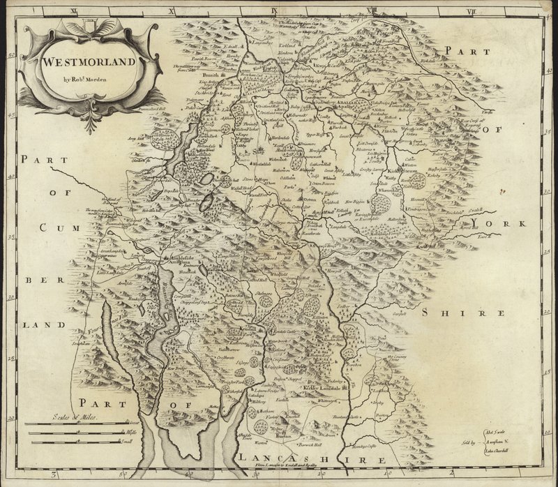 Kaart van Westmorland door Robert Morden
