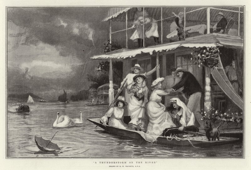 Een onweersbui op de rivier door Robert Walker Macbeth