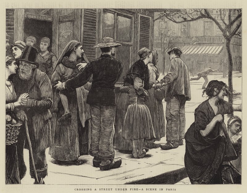 Een Straat Oversteken onder Vuur, een Scene in Parijs door Robert Walker Macbeth