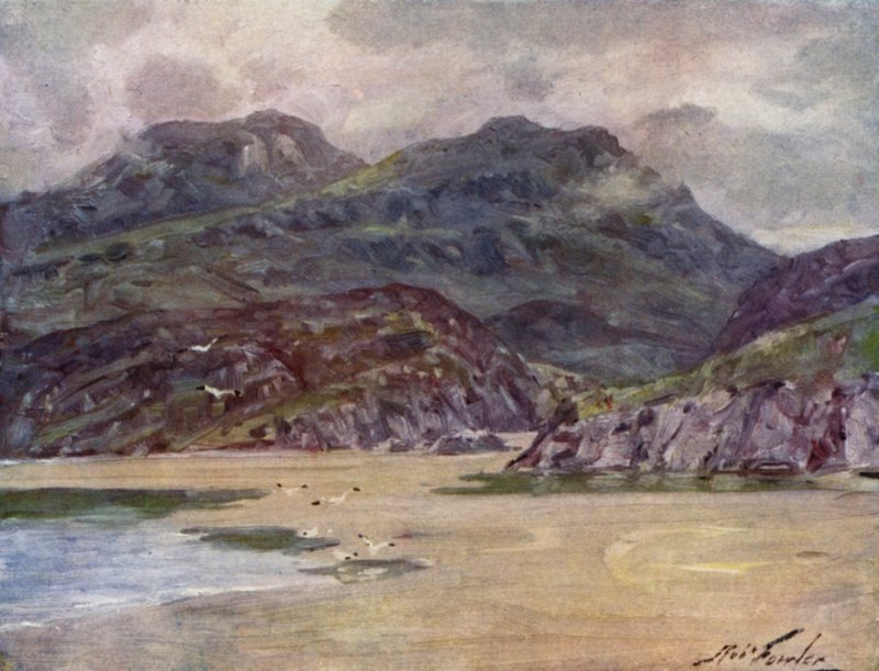 Een Eenzaam Strand nabij Penrhyn Deudraeth door Robert (after) Fowler