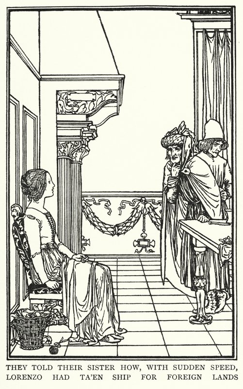 Illustratie voor Gedichten van John Keats: Isabella of De Basilicum Pot (litho) door Robert Anning Bell