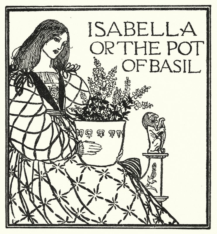 Illustratie voor Gedichten van John Keats: Isabella of De Basilicum Pot (litho) door Robert Anning Bell