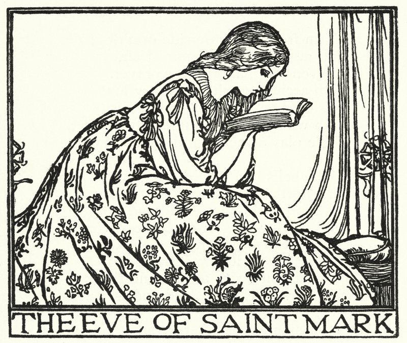 Illustratie voor Gedichten van John Keats: De Avond van St. Mark door Robert Anning Bell