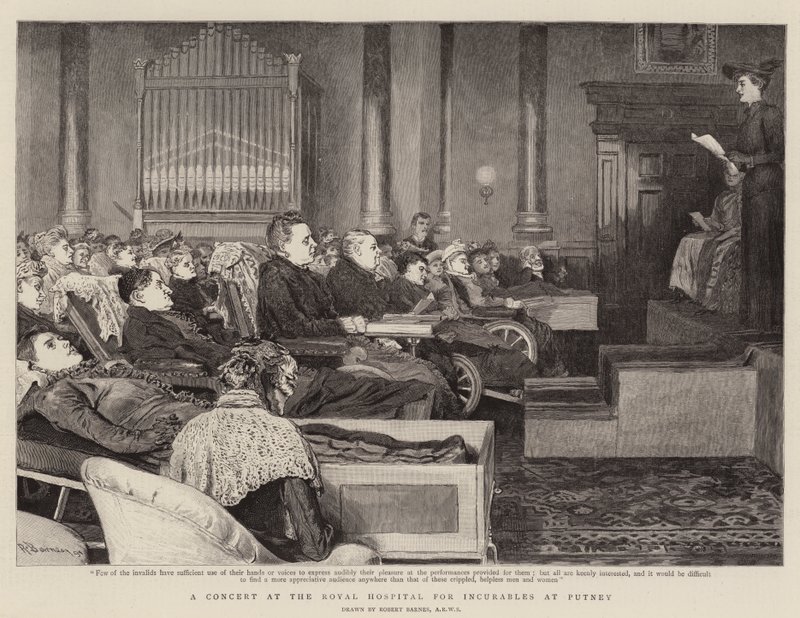 Een concert in het Royal Hospital for Incurables in Putney door Robert Barnes