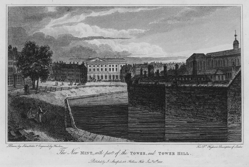 De Nieuwe Munt, met een deel van de Toren en Tower Hill door Robert Blemell (after) Schnebbelie