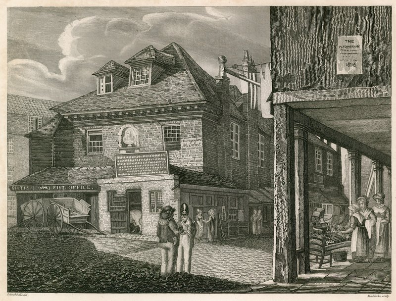 Hungerford Markt, nabij York Buildings, The Strand, Londen door Robert Blemell Schnebbelie