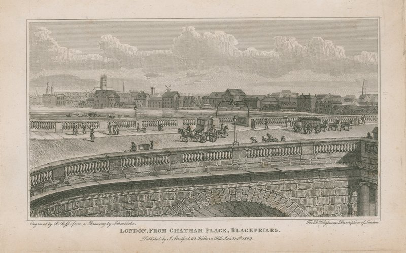 Londen, vanaf Chatham Place, Blackfriars door Robert Blemell Schnebbelie