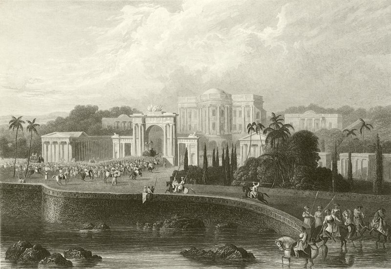 De Britse Residentie in Hyderabad door Robert Melville Grindlay