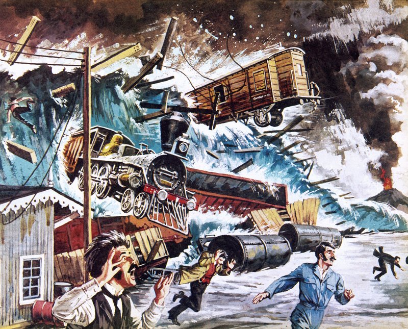 Tsunami in Chili tijdens de uitbarstingen van 1896 door Roger Payne
