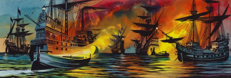 Nederlaag van de Spaanse Armada door Ron Embleton