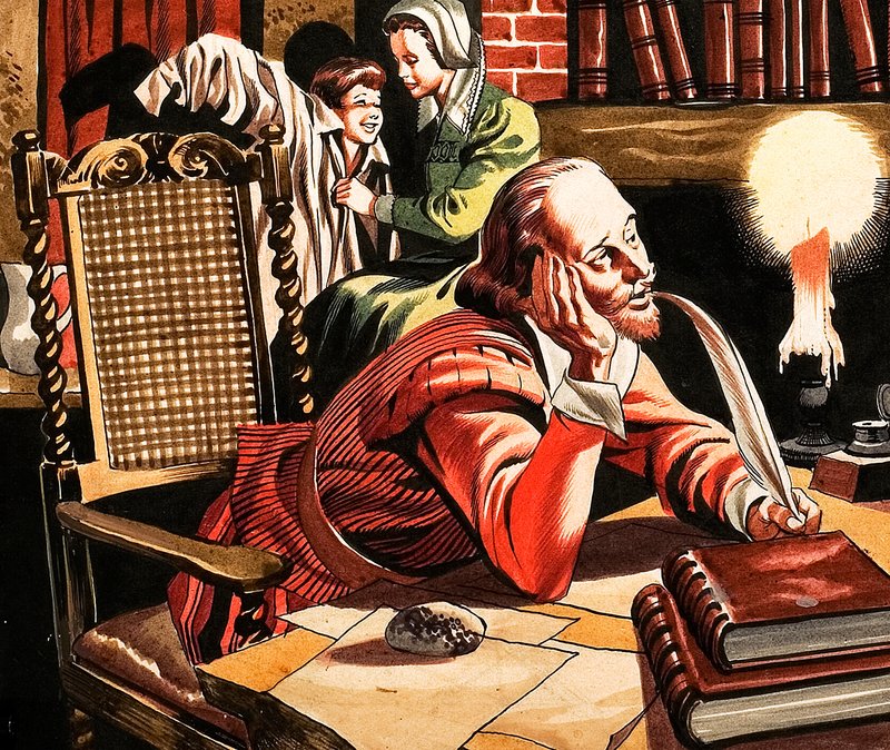 William Shakespeare schrijft thuis door Ron Embleton