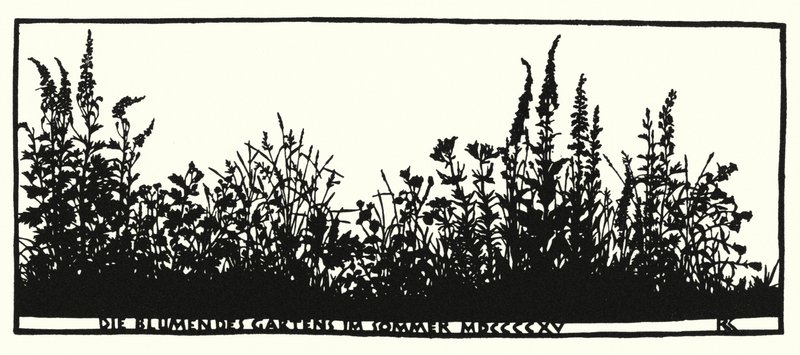Pagina uit Hausliches Leben, silhouetten door Rudolf Koch door Rudolf Koch