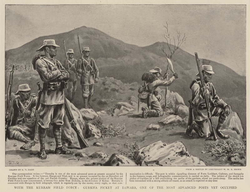 Met de Kurram Field Force, Gurkha Picket bij Dawaba, een van de meest geavanceerde posten tot nu toe bezet door S.T. Dadd