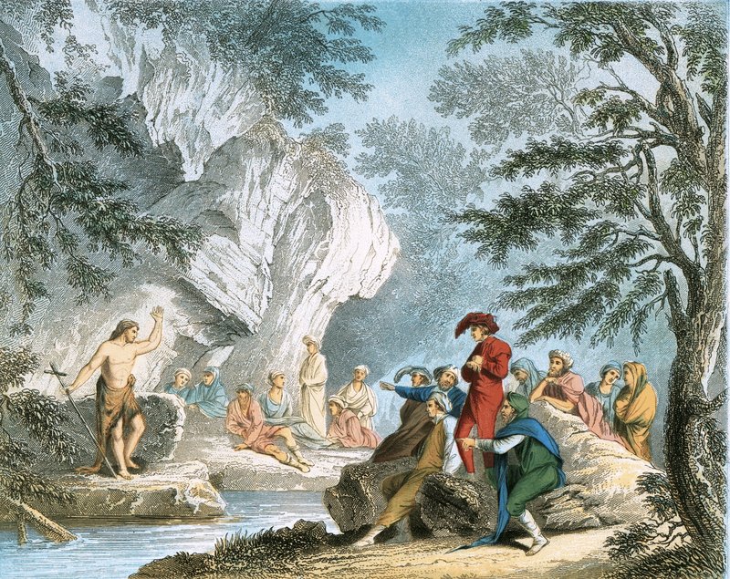 Johannes de Doper predikend in de wildernis door Salvator Rosa