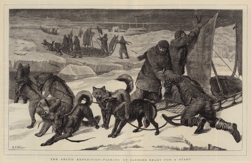 De Arctische Expeditie, Sleden Inpakken Klaar voor Vertrek door Samuel Edmund Waller