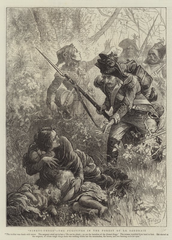 Drieënnegentig, de vluchtelingen in het bos van La Saudraie door Samuel Luke Fildes