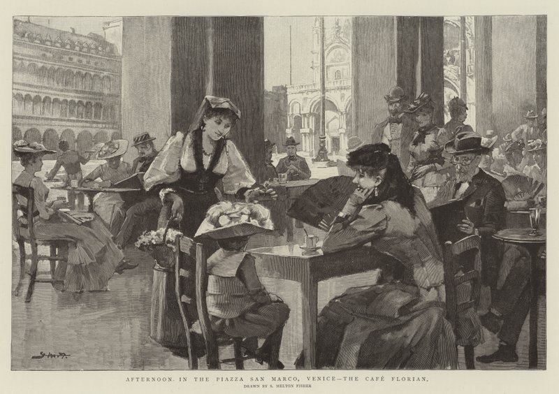 Middag op het Piazza San Marco, Venetië, het Café Florian door Samuel Melton Fisher