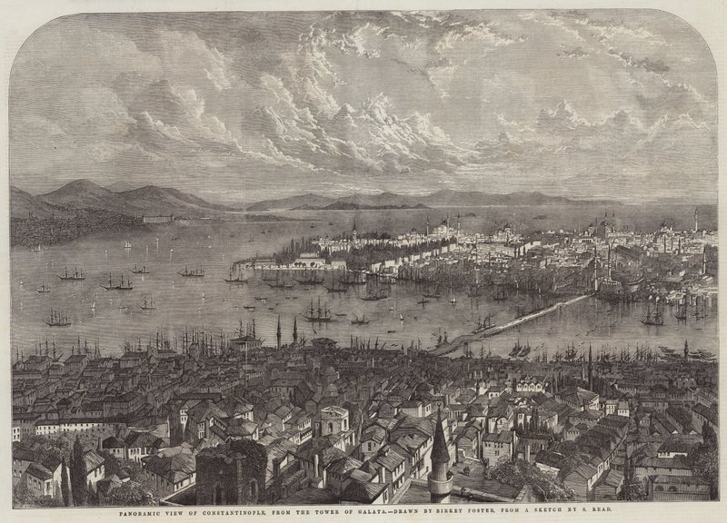 Panoramisch uitzicht op Constantinopel, vanaf de Galatatoren door Samuel Read