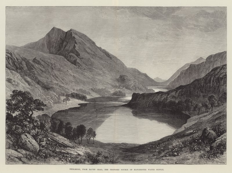 Thirlmere, vanaf Raven Crag; de voorgestelde bron van de watervoorziening van Manchester door Samuel Read