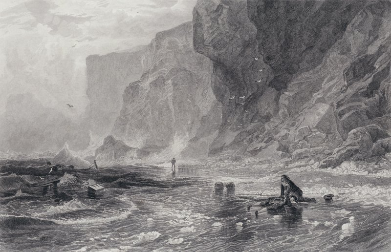 Illustratie voor De Piraat door Sir Walter Scott (gravure) door Samuel (after) Bough
