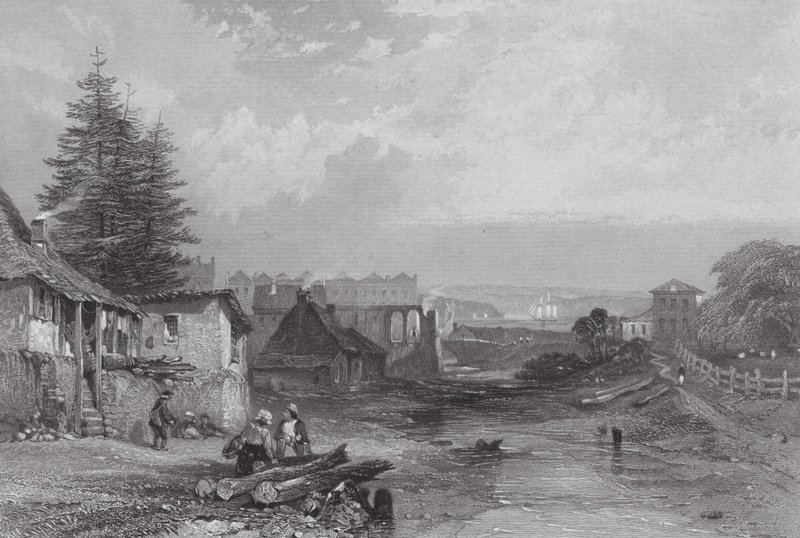 Australië: De Oude Tankstroom, Sydney (gravure) door Samuel (after) Prout