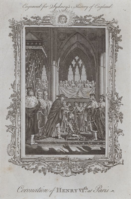 Kroning van Hendrik VI in Parijs door Samuel (after) Wale