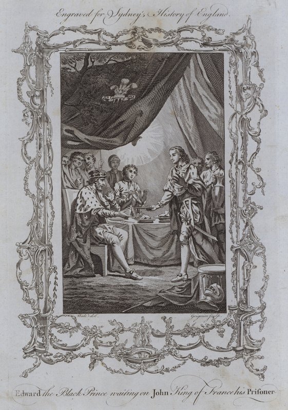 Edward de Zwarte Prins Bedient John Koning van Frankrijk, Zijn Gevangene door Samuel (after) Wale