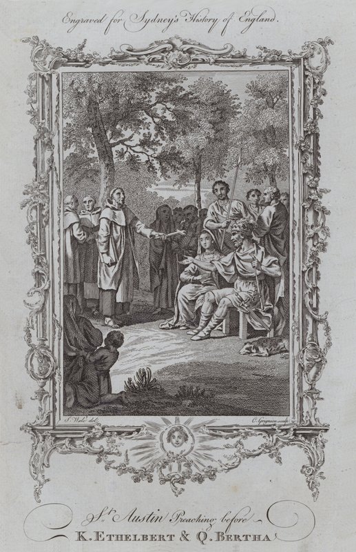 St. Austin predikt voor koning Ethelbert en koningin Bertha door Samuel (after) Wale