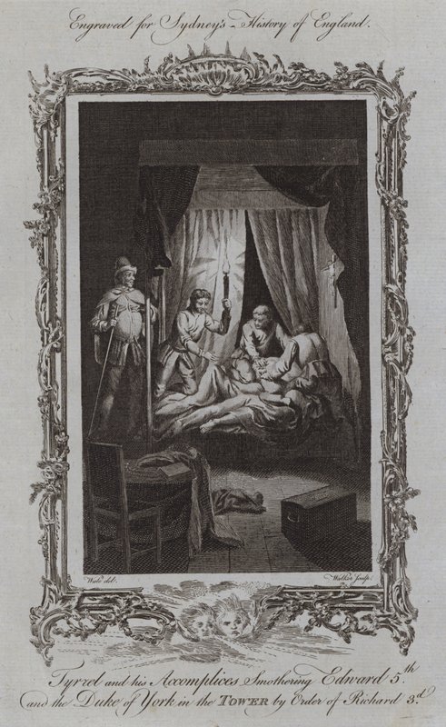 Tyrrel en zijn Medeplichtigen verstikken Edward V en de Hertog van York in de Toren op Bevel van Richard III door Samuel (after) Wale