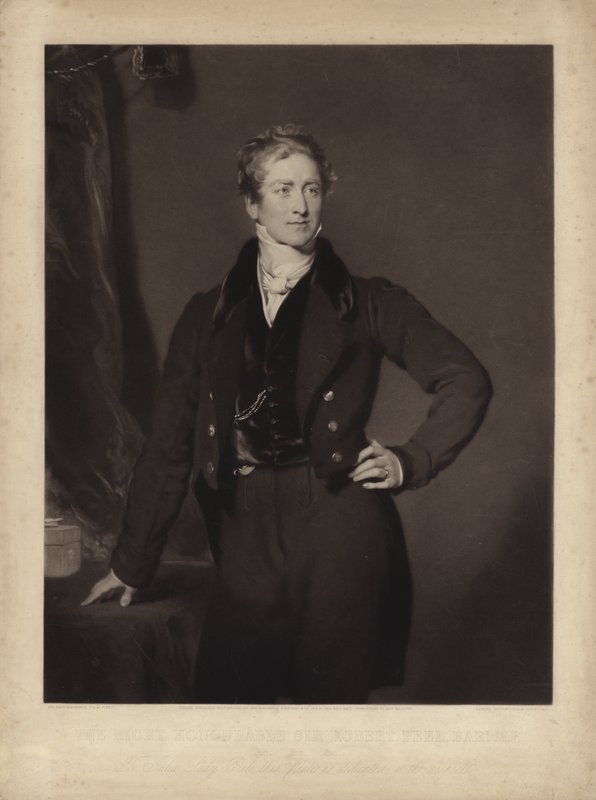 Sir Robert Peel, Engelse conservatieve politicus en premier (gravure) door Samuel Cousins