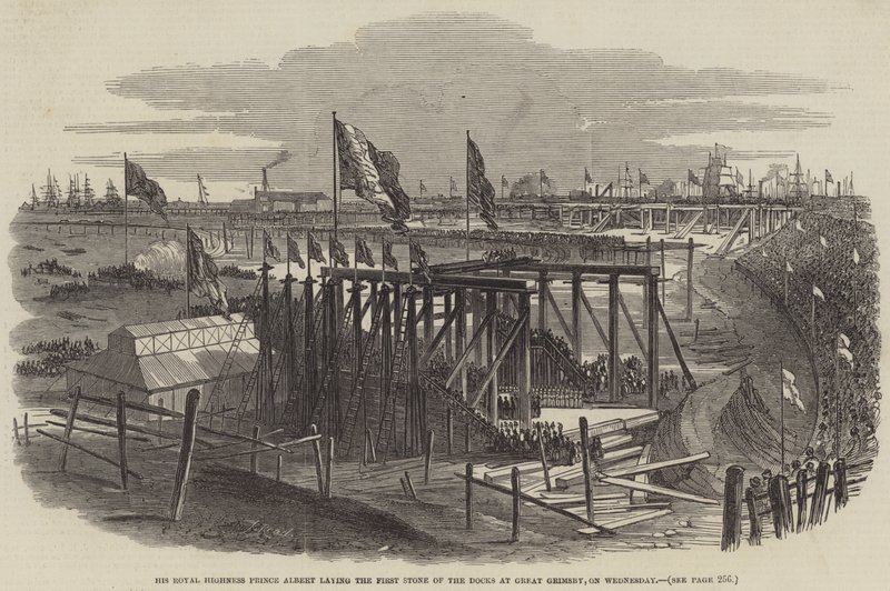 Zijne Koninklijke Hoogheid Prins Albert legt de Eerste Steen van de Docks in Great Grimsby, op Woensdag door Samuel Read