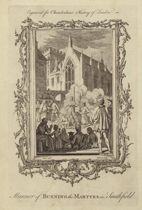 De manier van het verbranden van de martelaren in Smithfield door Samuel Wale