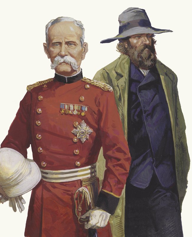 Boerenoorlog: Lord Roberts en Pier Cronje (gouache op papier) door Severino Baraldi