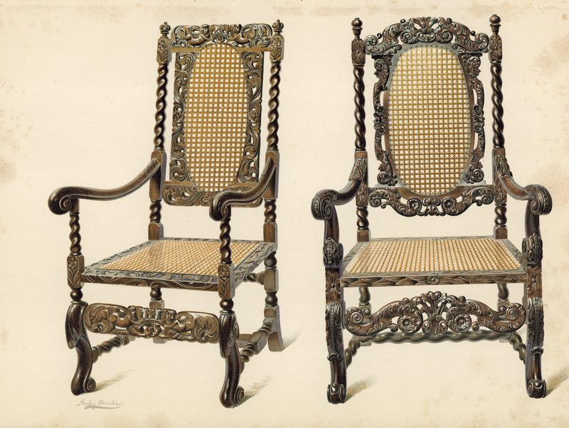Stoel, eigendom van P Macquoid; Stoel, eigendom van Arthur S Cope door Shirley Charles Llewellyn Slocombe
