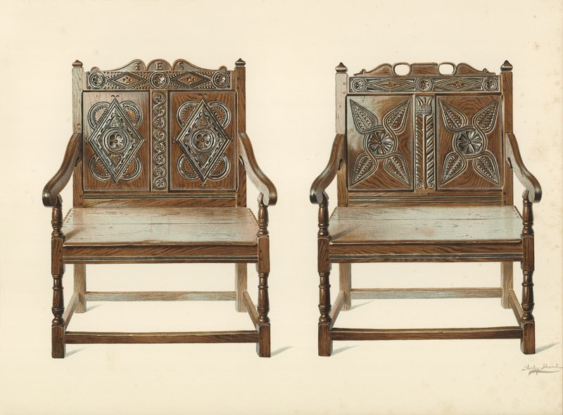Eiken Dubbele Stoelen (Welsh), eigendom van H. Clarence Whaite door Shirley Charles Llewellyn Slocombe