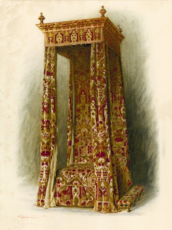 Gestoffeerd bed, Hampton Court Palace door Shirley Charles Llewellyn Slocombe