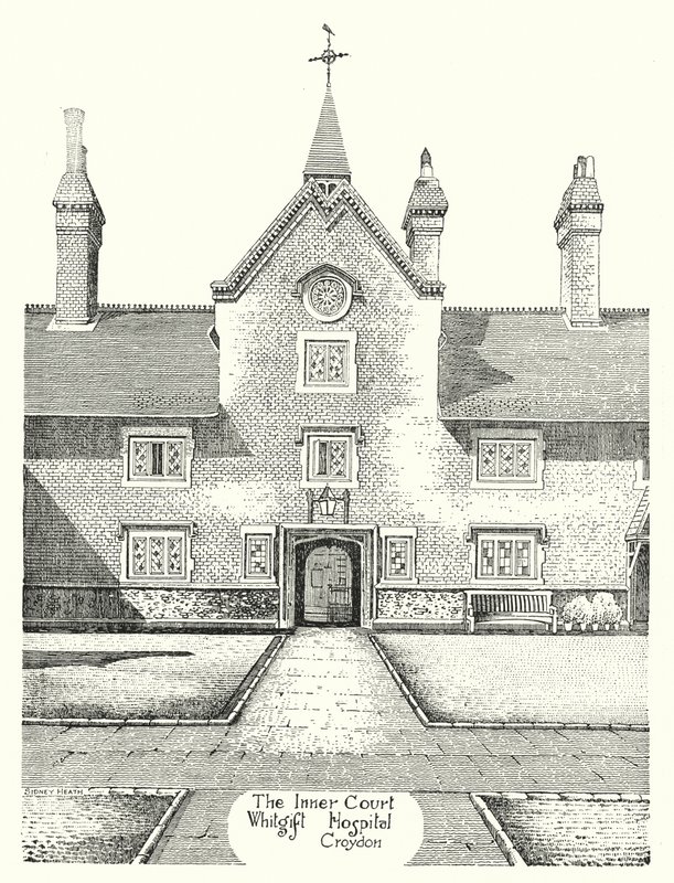 De Binnenplaats, Whitgift Hospital, Croydon door Sidney Heath