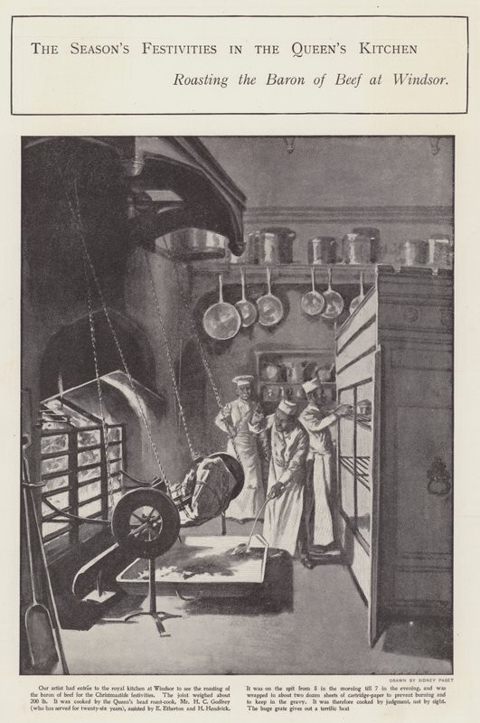 De feestelijkheden van het seizoen in de keuken van de koningin door Sidney Paget