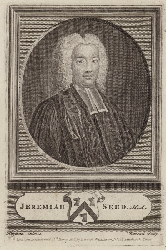 Jeremiah Seed, Engelse geestelijke en academicus (gravure) door Simon Francois (after) Ravenet