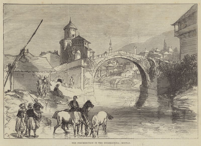 De Opstand in Herzegovina, Mostar door Sir John Charles Robinson
