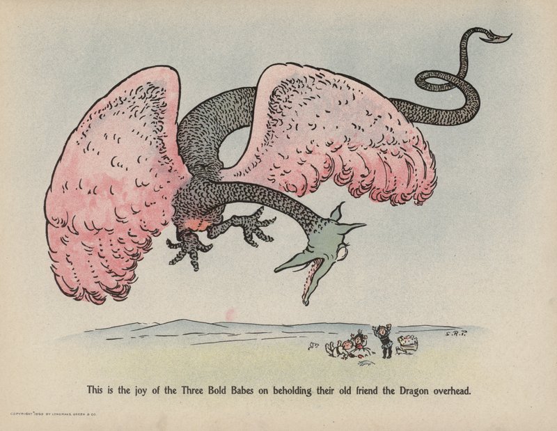 Illustratie voor Verdere Daden van de Drie Stoute Babes (kleurenlitho) door Sophia Rosamond Praeger