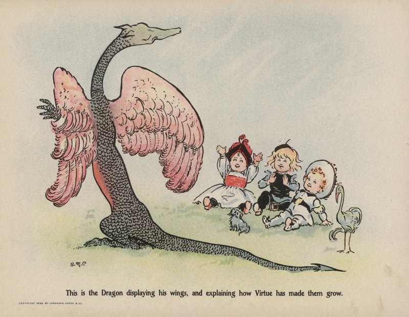 Illustratie voor Verdere Daden van de Drie Stoute Babes (kleurenlitho) door Sophia Rosamond Praeger