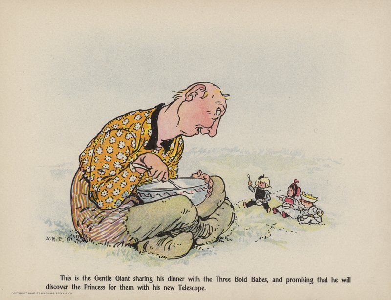 Illustratie voor Verdere Daden van de Drie Stoute Babes (kleurenlitho) door Sophia Rosamond Praeger