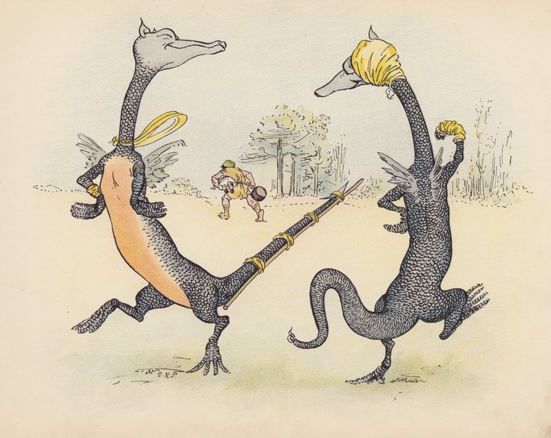 Illustratie voor Little Twin Dragons door S Rosamond Praeger (kleurenlitho) door Sophia Rosamond Praeger